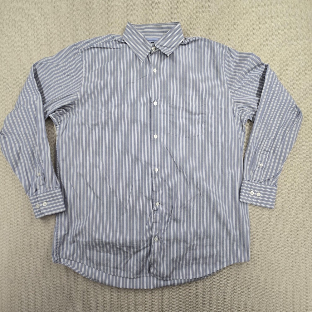 Banana Republic Shirt Mens Large Blue Stripe Regular Fit Long Sleeve Button Up